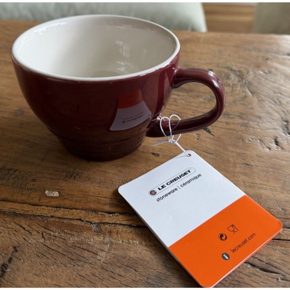 NEW Le Creuset Stoneware Giant Cappuccino Bistro Mug 14 oz Rhone Garnet
